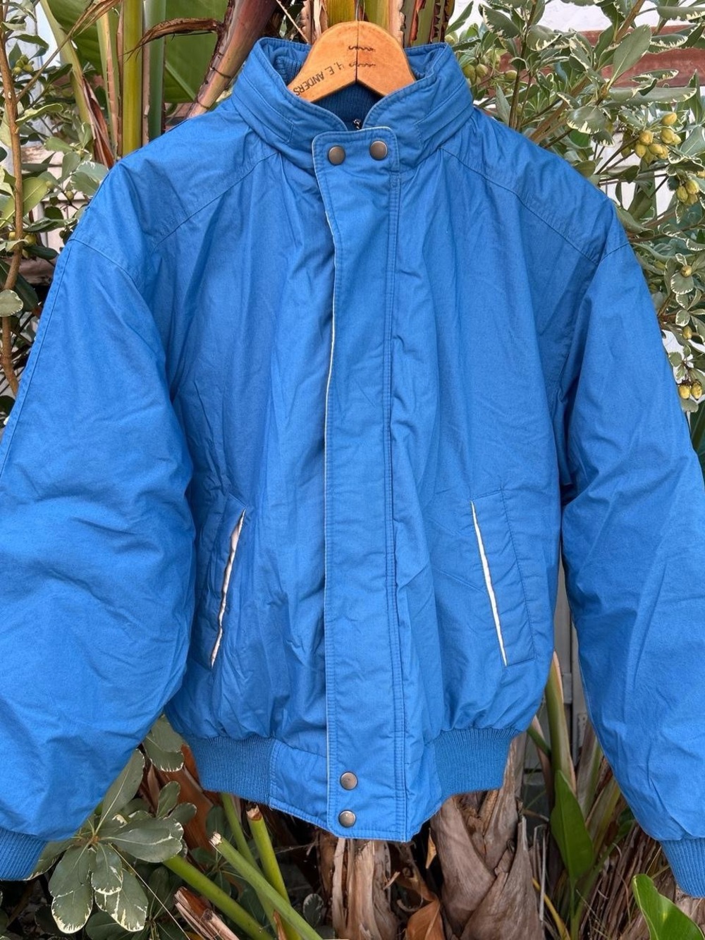 Vintage 1990s Members Only Down Bomber Jacket Blue Size 38 Korea